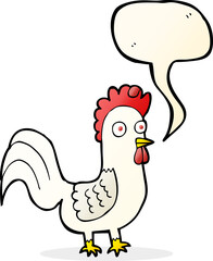 cartoon rooster with speech bubble