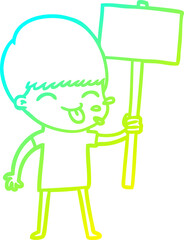 cold gradient line drawing happy cartoon boy