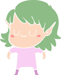 happy flat color style cartoon elf girl
