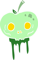 flat color illustration cartoon halloween apple