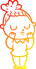 warm gradient line drawing cartoon calm woman