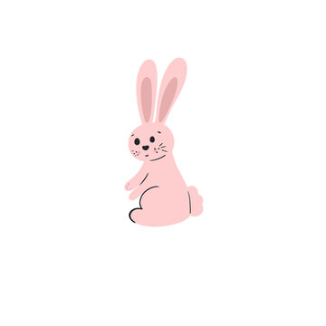 easter bunny with eggs, pink rabbit 