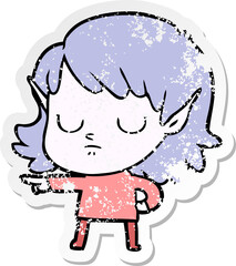 distressed sticker of a cartoon elf girl