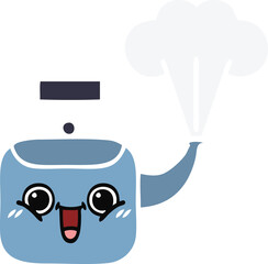 flat color retro cartoon steaming kettle