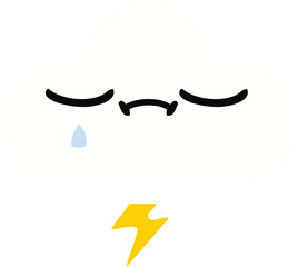 Fototapeta premium flat color retro cartoon thunder cloud