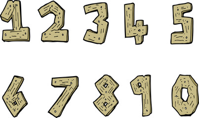 cartoon wooden numbers