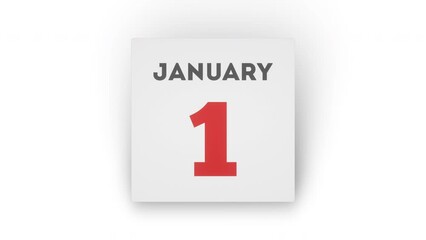 Crumpled calendar page with January 1 date behind. New year concept