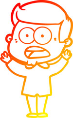 warm gradient line drawing cartoon shocked man