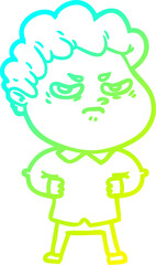 cold gradient line drawing cartoon angry man