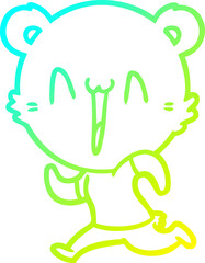 cold gradient line drawing running bear cartoon