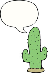 cartoon cactus and speech bubble