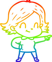 rainbow gradient line drawing cartoon friendly girl