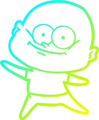 cold gradient line drawing cartoon bald man staring