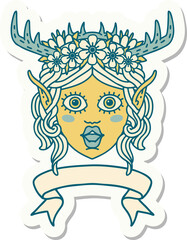 elf druid character face with banner sticker