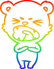 rainbow gradient line drawing angry cartoon polar bear
