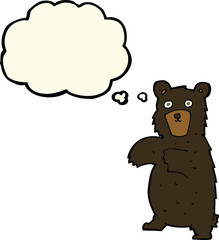 cartoon black bear with thought bubble
