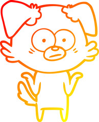 warm gradient line drawing nervous dog cartoon
