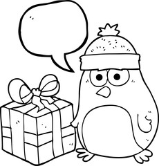 speech bubble cartoon christmas robin