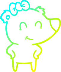 cold gradient line drawing female bear cartoon