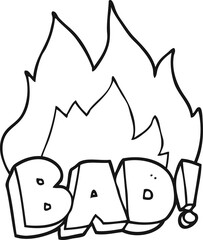 black and white cartoon Bad symbol