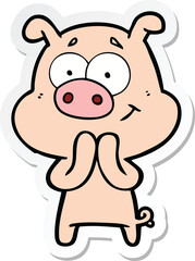 sticker of a happy cartoon pig