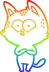 rainbow gradient line drawing cartoon cat