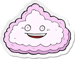 sticker of a cartoon happy pink cloud