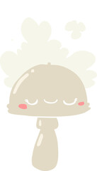 flat color style cartoon mushroom with spoor cloud