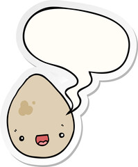 cartoon egg and speech bubble sticker