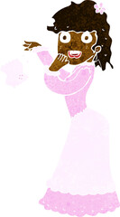 cartoon victorian woman dropping handkerchief