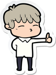 sticker of a cartoon curious boy