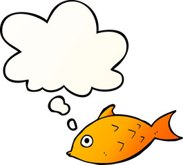 cartoon fish and thought bubble in smooth gradient style