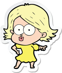 sticker of a cartoon girl pouting