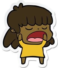 sticker of a cartoon woman talking loudly