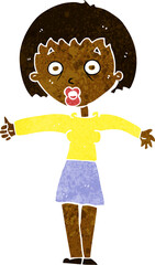 cartoon amazed woman