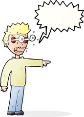cartoon man with popping out eyes with speech bubble