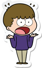 sticker of a cartoon shocked man
