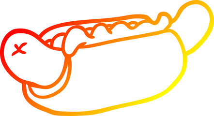warm gradient line drawing fresh tasty hot dog