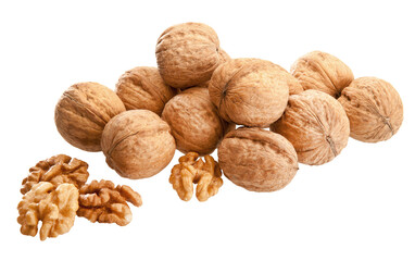Walnuts isolated on a transparent background