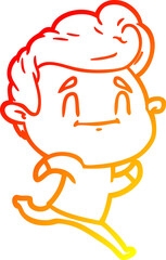 warm gradient line drawing running cartoon man
