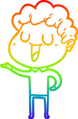 rainbow gradient line drawing laughing cartoon man