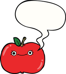 cute cartoon apple and speech bubble
