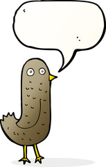 funny cartoon bird with speech bubble