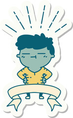 sticker of tattoo style happy man