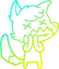 cold gradient line drawing cartoon dead fox
