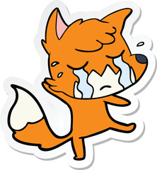sticker of a crying fox cartoon