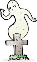 cartoon ghost rising from grave