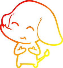warm gradient line drawing cute cartoon elephant
