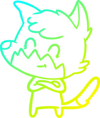 cold gradient line drawing cartoon friendly fox