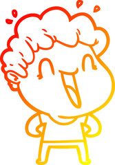 warm gradient line drawing cartoon happy man